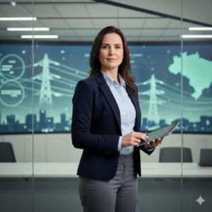 Mulher negociando o mercado livre